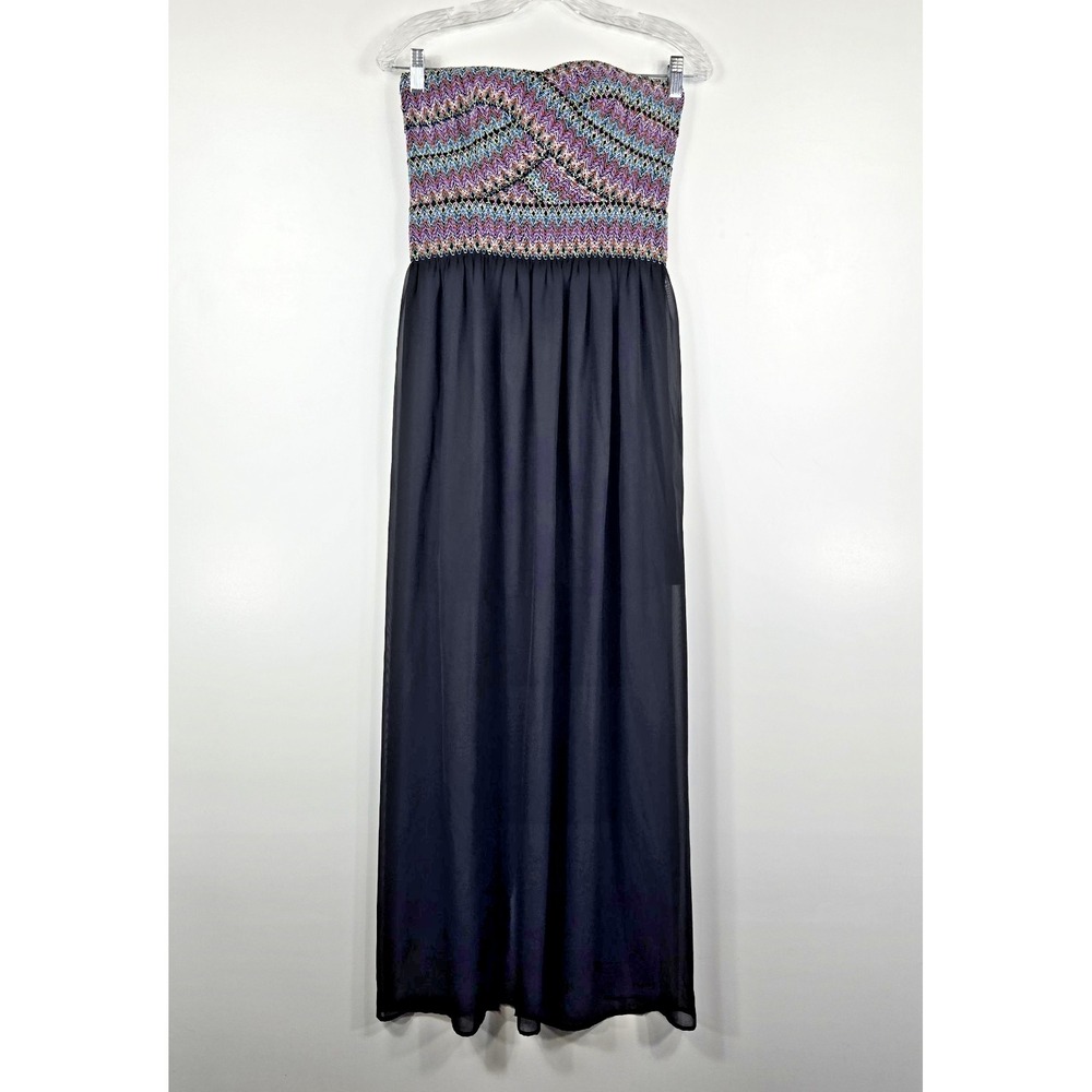 As U Wish Womens Medium‎ Strapless Smocked Colorful Maxi Dress